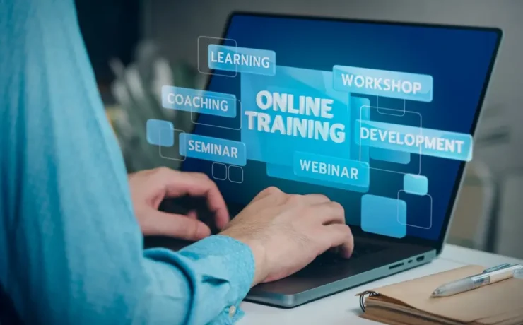 Construction worker completing OSHA 30 hour training online