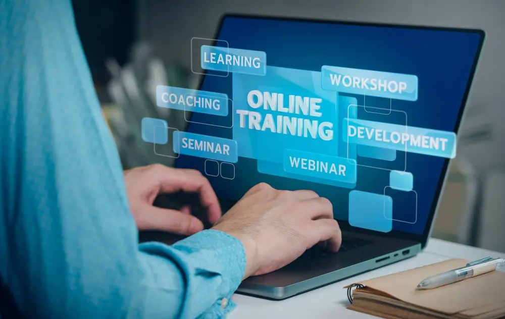 Construction worker completing OSHA 30 hour training online